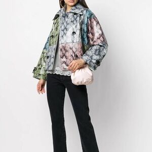 Stand Studio Jacket Angela Patchwork‎ Snakeskin Faux Leather Trench Coat US 4